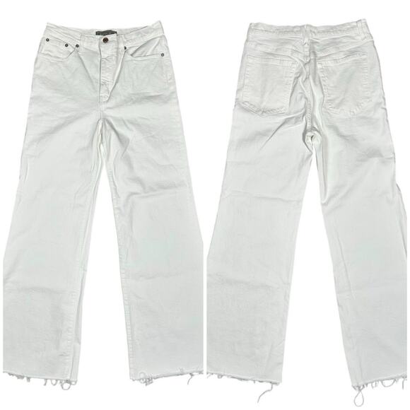 Point Sur Denim - Point Sur | Women | White High Rise Boot Cut Raw Edge Denim Jeans | Size 30
